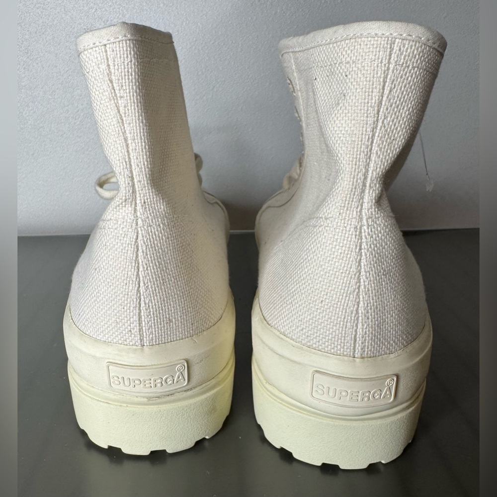 Superga 2341 alpina high top beige Canvas Sneakers unisex mens 8 women 9.5 NWOT - Picture 4 of 8